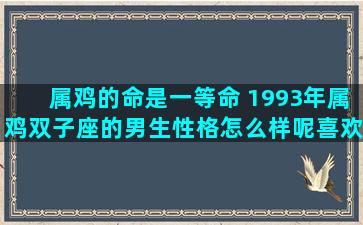 属鸡的命是一等命 1993年属鸡双子座的男生性格怎么样呢喜欢什么样的女生